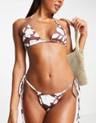I Saw It First Triangle Bikini Set In Cow Print-multi