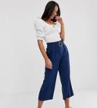 New Look Tall Buckle Detail Cropped Pants In Navy - Black