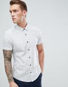 Moss London Extra Slim Shirt In White With Confetti Print - Black