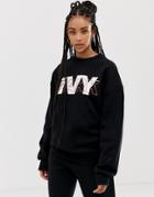 Ivy Park Layer Logo Sweatshirt In Black - Black