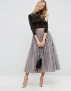 Asos Tulle Prom Skirt With Embellishment - Gray