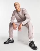 Adidas Originals Tonal Textures French Terry Reverse Sweatshirt In Gray With Back Logo