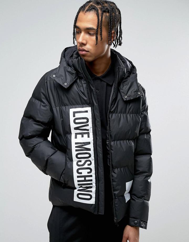 Love Moschino Padded Jacket With Hood - Black