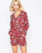 First And I Flora Floral Romper - Red