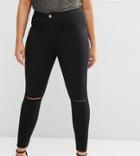 Asos Design Curve Rivington Jeggings In Clean Black With Rips