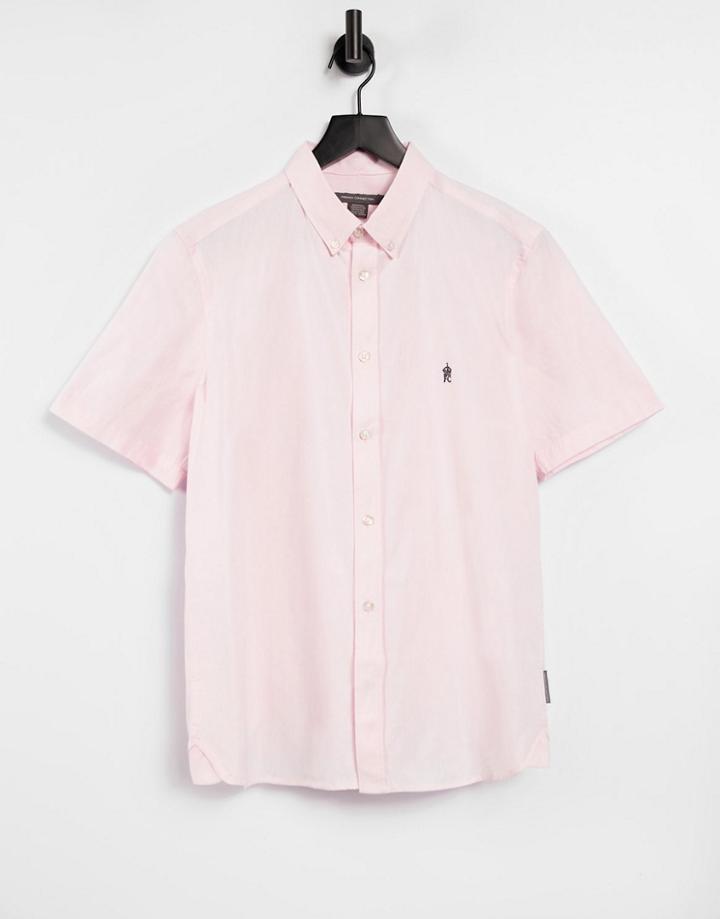 French Connection Short Sleeve Oxford Shirt In Pink