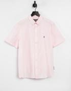 French Connection Short Sleeve Oxford Shirt In Pink