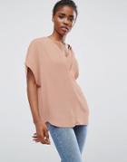 Mbym V Neck Double Layer Top - Pink