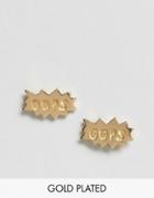Asos Gold Plated Sterling Silver 'oops' Stud Earrings - Gold