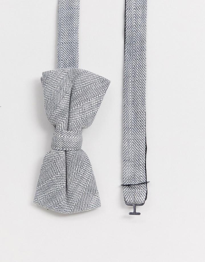 Twisted Tailor Bow Tie In Herringbone Gray