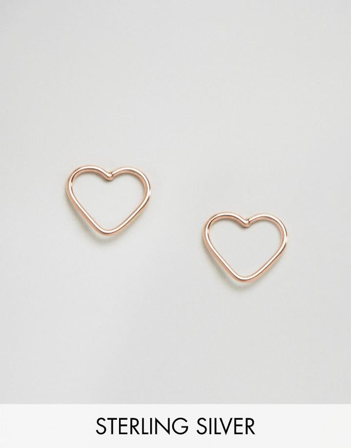 Kingsley Ryan Rose Gold Cut Out Heart Ear Studs - Gold