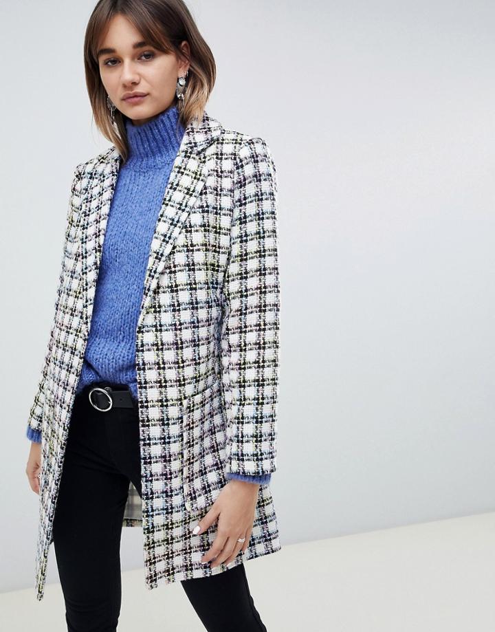 Asos Design Slim Boucle Coat-multi