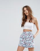 New Look Shirred Bandeau Crop Top - White