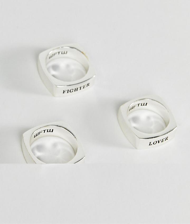 Wftw Stacking Ring 3 Pack In Silver - Silver