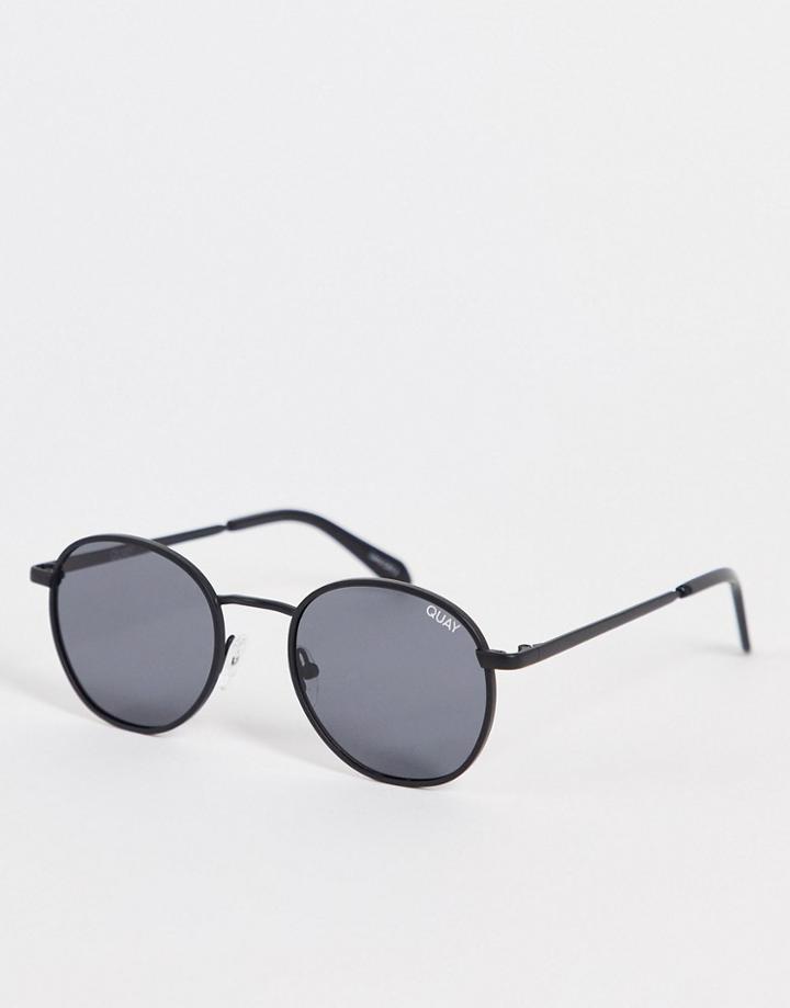 Quay Talk Circles Round Sunglasses With Polarized Lens In Black