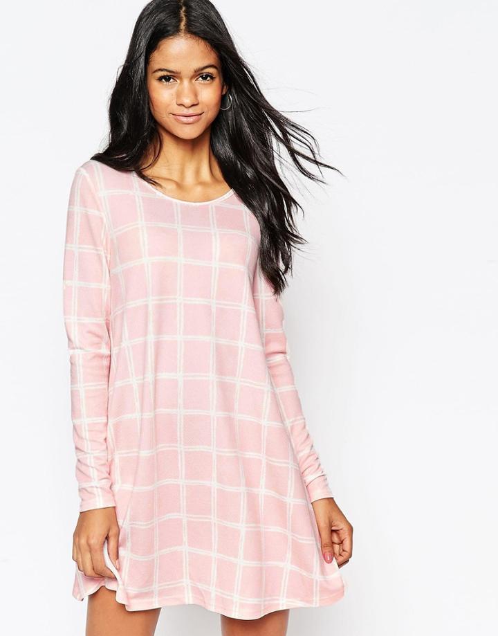 Ax Paris Long Sleeve Swing Dress - Pink