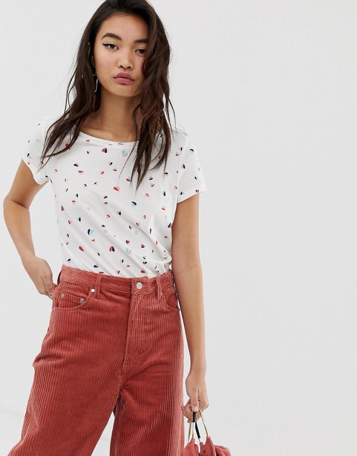 Esprit T-shirt With Heart In Off White - White