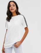 River Island T-shirt With Embellished Sleeves In White