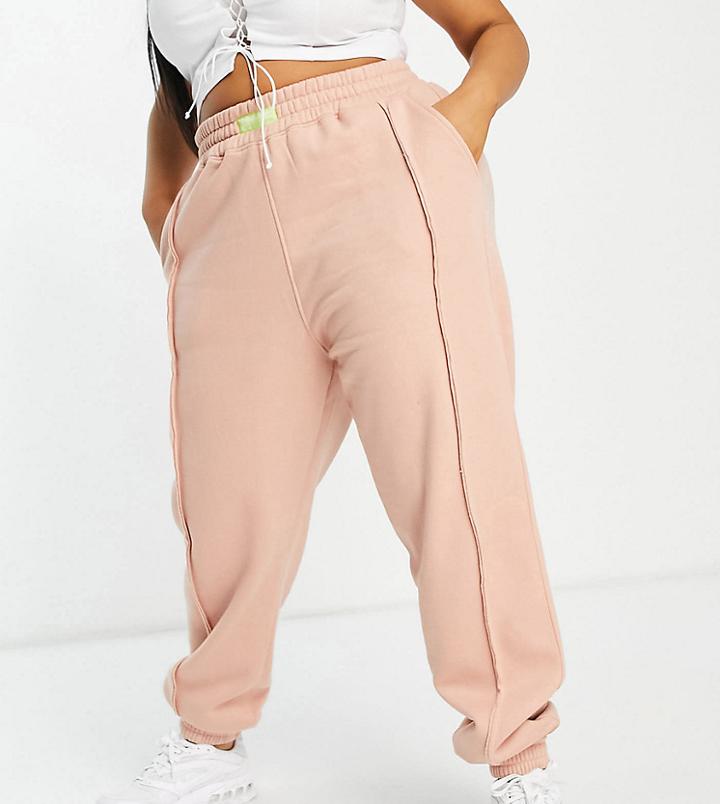 Public Desire Curve Exposed Seam Sweatpants In Peach - Part Of A Set-orange