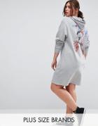 Pink Clove Back Placement Hoodie Dress - Gray