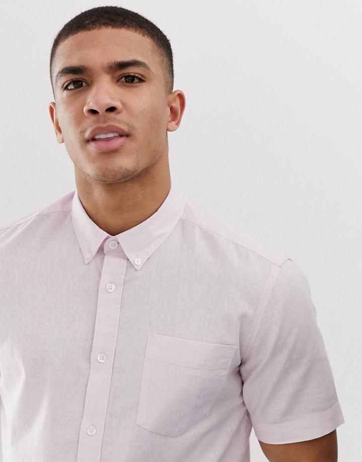 French Connection Short Sleeve Linen Shirt-pink