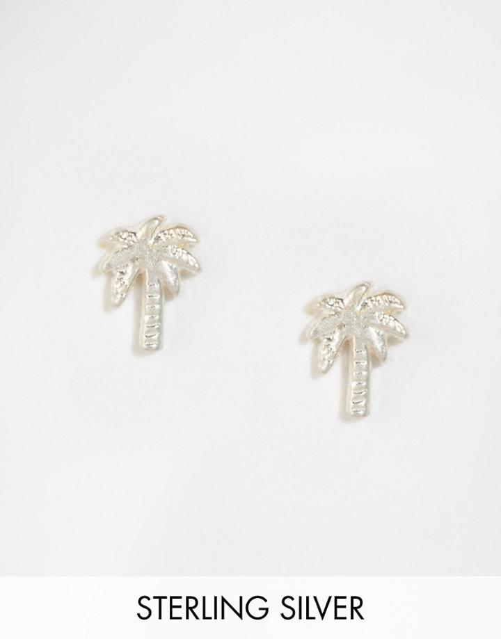 Dogeared Sterling Silver Palm Tree Stud Earrings - Silver