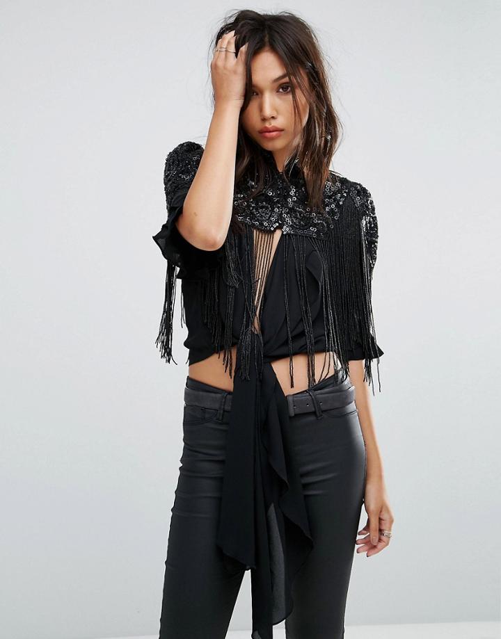 Bolongaro Trevor Dolores Hand Beaded Cape - Black