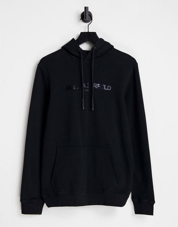 Karl Lagerfeld Logo Hoodie In Black