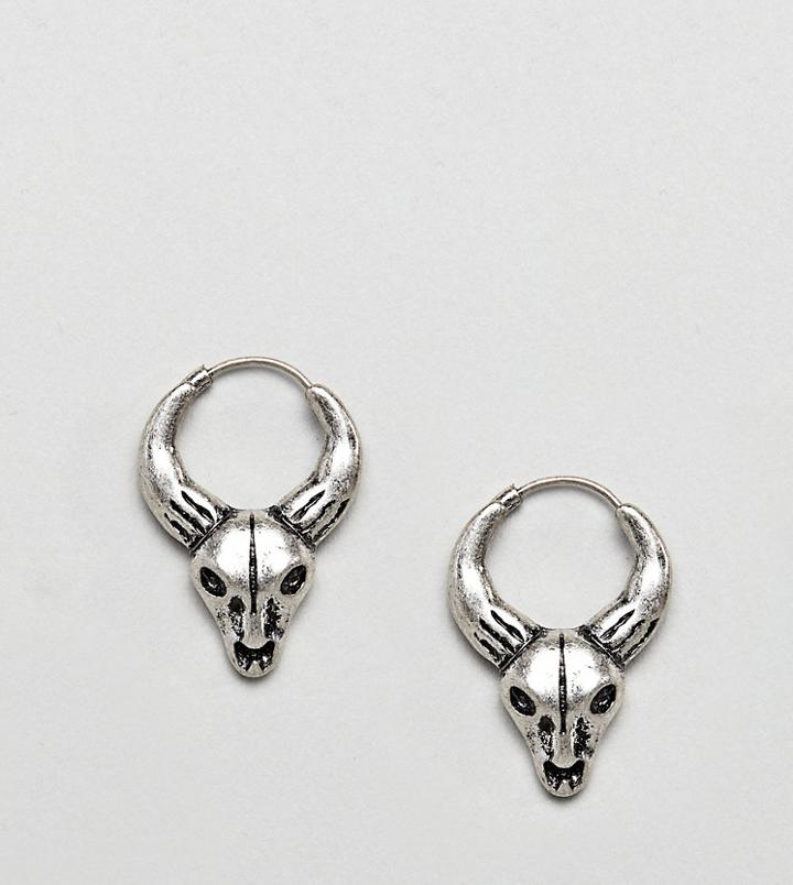 Reclaimed Vintage Inspired Bull Hoop Earrings In Silver Exclusive To Asos - Silver