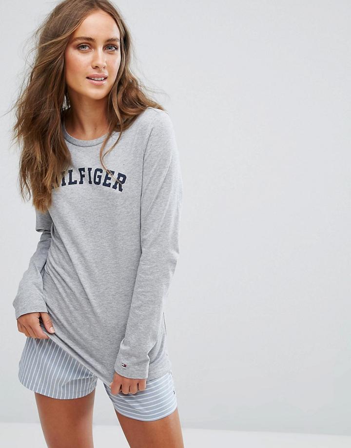 Tommy Hilfiger Cotton Iconic Long Sleeve Logo T-shirt - Gray