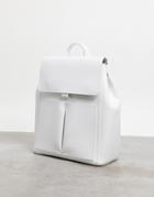 Claudia Canova Two Pocket Flap Backpack In White