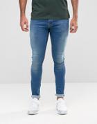 Hoxton Denim Jeans Spray On Blue Oil Wash - Blue