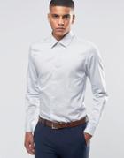 Number Eight Savile Row Skinny Smart Shirt In Polka Dot - White