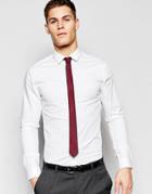 Asos Skinny Shirt In White With Burgundy Tie Pack Save 15% - White