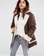 Asos Vintage Faux Shearling Coat - Brown