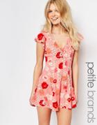 New Look 60s Floral Romper - Pink
