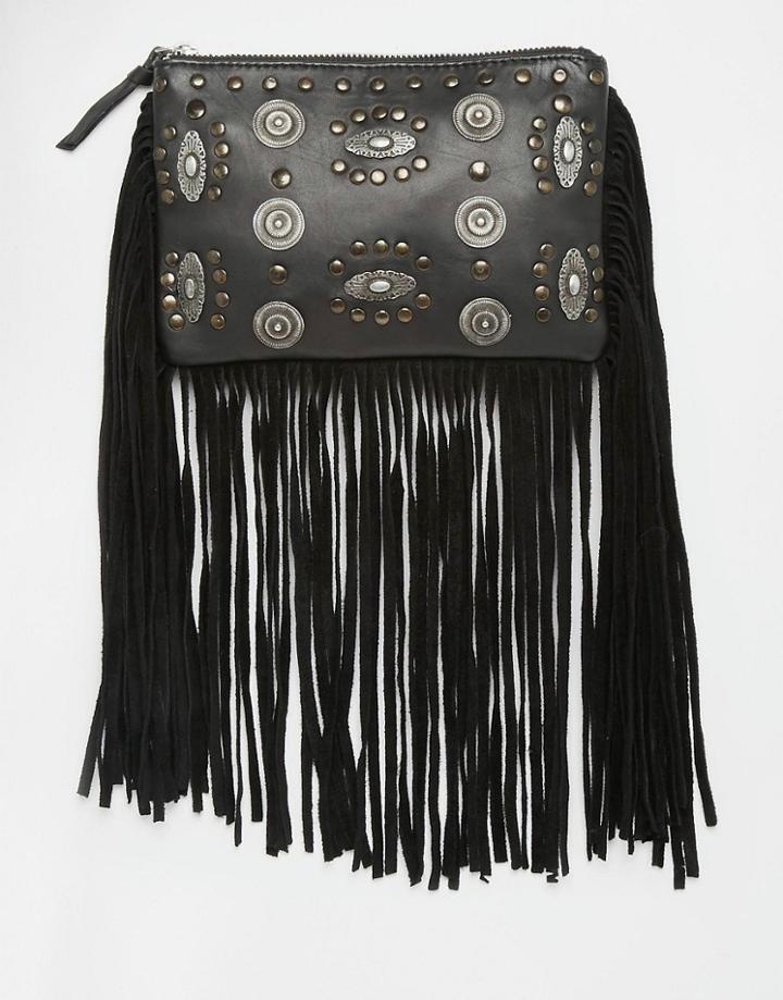 Asos Leather Western Trim Cross Body Bag - Black