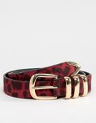 Asos Leopard Multi Keeper Waist And Hip Belt - Red