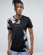 Criminal Damage T-shirt In Black With Baroque Print - Black