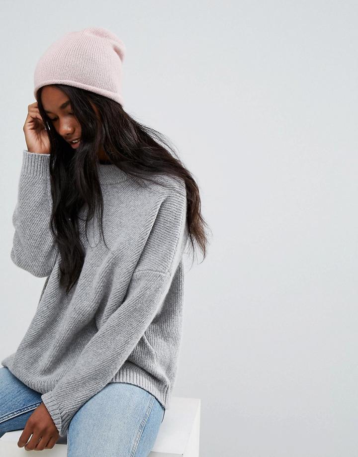 Selected Cashmere Knit Beanie - Pink