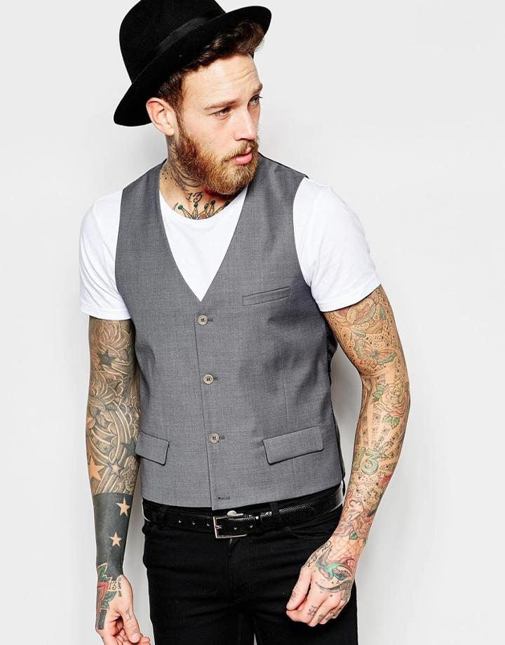 Asos Vest In Gray Tonic - Gray