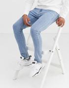 Asos Design Super Skinny Jeans In Retro Light Wash Blue