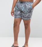 Asos Design Plus Swim Shorts With Geo-tribal Print In Mid Length - Multi