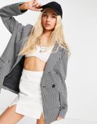 Cotton: On Oversized Blazer In Houndstooth-multi