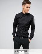 Asos Tall Slim Shirt With Stretch In Black - Black
