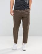 Kiomi Pleat Front Chinos In Khaki - Green