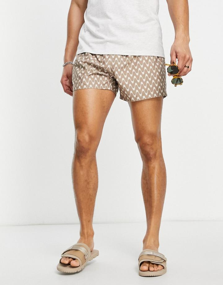 Asos Design Swim Shorts With Chevron Print Short Length-neutral