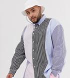 Collusion Plus Oversized Splice Stripe Shirt-black