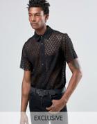 Reclaimed Vintage Lace Shirt In Reg Fit - Black