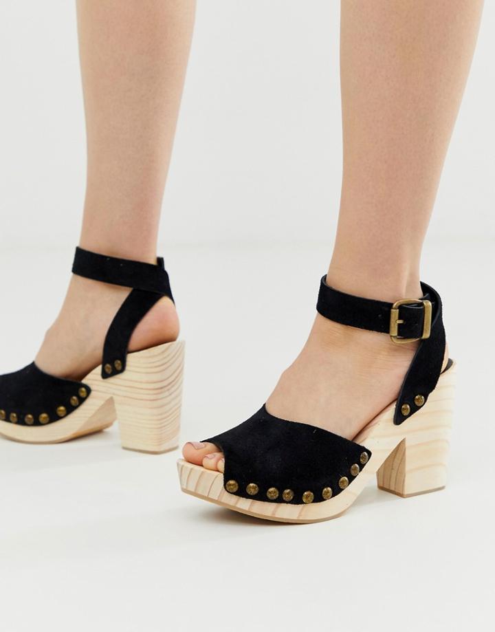 Free People Pasandena Heeled Clogs-black
